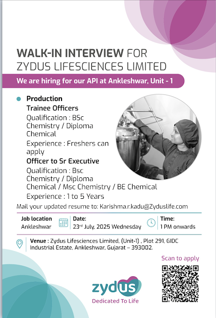 Zydus Lifesciences Walk in interview 2025